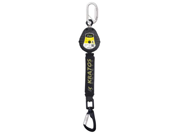 Kratos visszahúzható zuhanásgátló műanyag házban + karabiner - 1