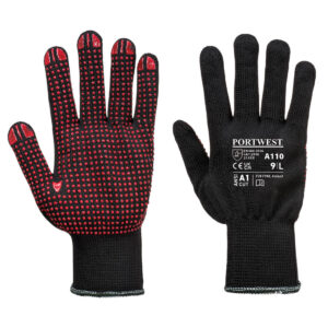 Portwest Fekete Nylon PVC pontozott kesztyû A110BKR