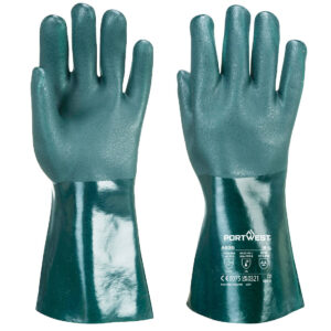 Portwest Zöld Duplán mártott PVC védõkesztyû 35cm A835GNR