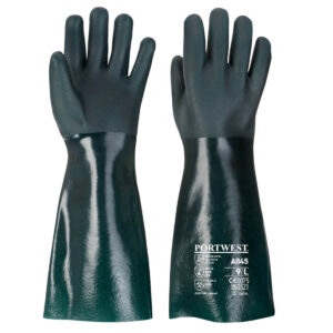 Portwest Zöld Duplán mártott PVC védõkesztyû 45cm A845GNR