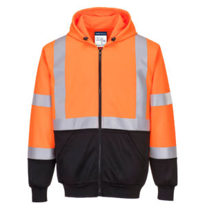Portwest Narancs/Fekete Hi-Vis kéttónusú kapucnis pulóver B315OBR