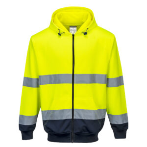 Portwest Sárga/Navy Kéttónusú zippzáras kapucnis pulóver B317YNR