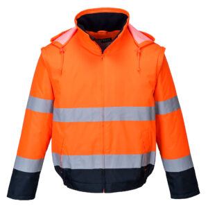 Portwest Narancs/Navy Hi-Vis 2 az 1-ben kontrasztos Essential Lite bomber kabát C464ONR