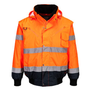 Portwest Narancs/Navy Hi-Vis 3 az 1-ben kontrasztos bomber dzseki C465ONR