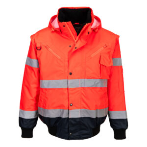 Portwest Piros/Navy Hi-Vis 3 az 1-ben kontrasztos bomber dzseki C465RNR