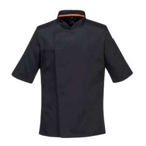 Portwest Fekete Stretch Mesh Air Pro rövid ujjú séfkabát C746BKR