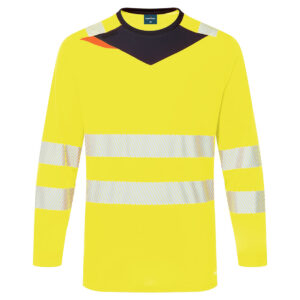 Portwest Sárga/Fekete DX4 Hi-Vis hosszú ujjú póló L/S DX416YBR
