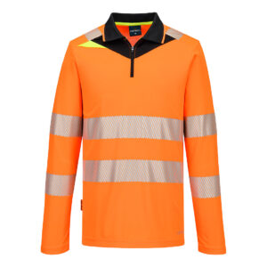 Portwest Narancs/Fekete DX4 Hi-Vis cipzáras póló L/S DX419OBR