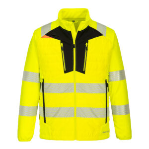 Portwest Sárga/Fekete DX4 Hi-Vis Hybrid Baffle kabát DX473YBR