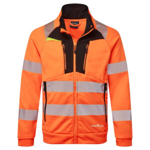 Portwest Narancs/Fekete DX4 Hi-Vis kapucnis cipzáras pulóver DX477OBR