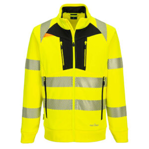 Portwest Sárga/Fekete DX4 Hi-Vis kapucnis cipzáras pulóver DX477YBR