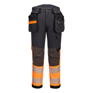 Portwest Narancssárga/Acélszürke hosszított EV4 Hi-Vis Stretch Class 1 Holster lengõzsebes nadrág EV442OMT