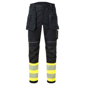 Portwest Sárga/Fekete PW3 FR Hi Vis Class 1 lengõzsebes lángálló nadrág FR416YBR