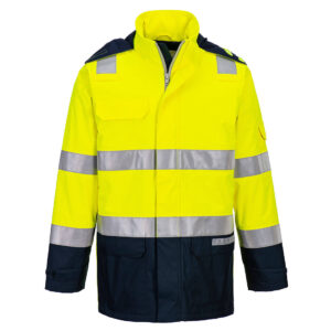 Portwest Sárga/Navy Bizflame Rain+ Hi-Vis Light Arc lángálló kabát FR605YNR