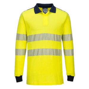 Portwest Sárga/Navy PW3 FR Modaflame Hi-Vis lángálló pólóing FR702YNR