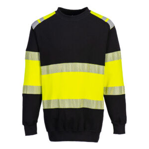 Portwest Sárga/Fekete PW3 FR Modaflame Hi-Vis Class 1 pulóver FR716YBR