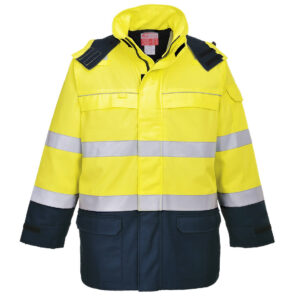 Portwest Sárga/Navy Bizflame Rain+ Hi-Vis Arc lángálló kabát FR79YNR