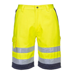 Portwest Sárga/Navy Hi-Vis könnyû poli-pamut rövidnadrág L043YNR