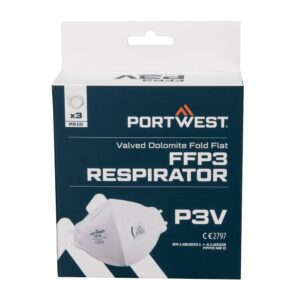 Portwest Fehér FFP3 szelepes, Dolomite, félbehajtható légzésvédõ maszk (pk3) P310WHR