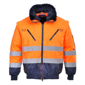Portwest Narancs/Navy Hi-Vis 3-in-1 Pilota kabát PJ50ONR