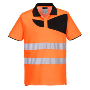 Portwest Narancs/Fekete PW2 Hi-Vis Pólóing S/S PW212OBR