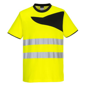 Portwest Sárga/Fekete PW2 Hi-Vis póló S/S PW213YBR