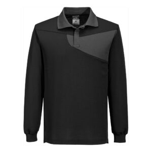 Portwest Fekete/Z szürke PW2 pamut póló póló L/S PW218BZR