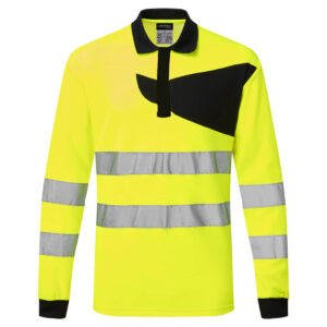Portwest Sárga/Fekete PW2 Hi-Vis hosszú ujjú pólóing PW220YBR