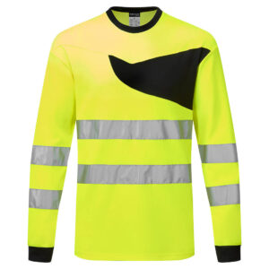 Portwest Sárga/Fekete PW2 Hi-Vis hosszú ujjú póló PW221YBR