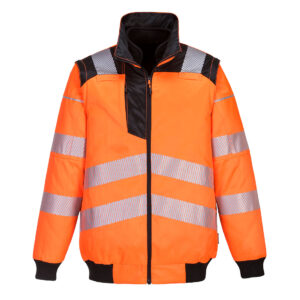 Portwest Narancs/Fekete PW3 Hi-Vis 3-in-1 Pilota kabát PW302OBR