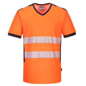 Portwest Narancs/Fekete PW3 Hi-Vis V-nyakú póló PW310OBR