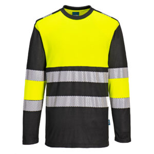 Portwest Sárga/Fekete PW3 Hi-Vis Class 1 hosszú ujjú póló L/S PW312YBR