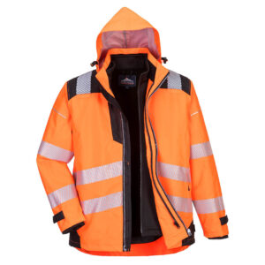 Portwest Narancs/Fekete PW3 Hi-Vis 3-in-1 kabát PW365OBR