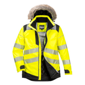 Portwest Sárga/Fekete PW3 Hi-Vis Parka télikabát PW369YBR