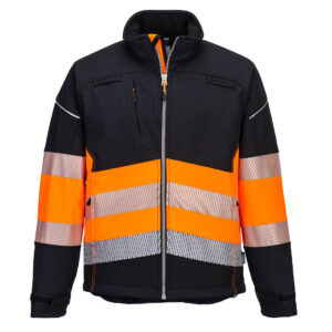 Portwest Fekete/Narancs PW3 Hi-Vis Class 1 Softshell kabát (3L) PW375BKO