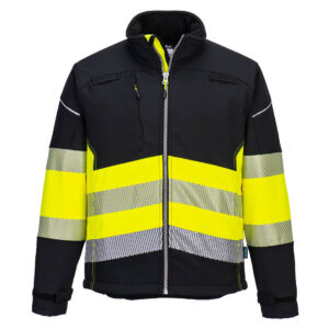 Portwest Fekete/Sárga PW3 Hi-Vis Class 1 Softshell kabát (3L) PW375BKY