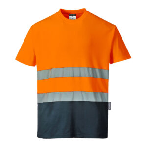 Portwest Narancs/Navy Kéttónusú Cotton Comfort póló S173ONR