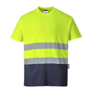Portwest Sárga/Navy Kéttónusú Cotton Comfort póló S173YNR