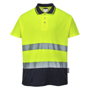 Portwest Sárga/Navy Kéttónusú Cotton Comfort póló S174YNR