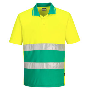 Portwest Sárga/Kékeszöld Hi-Vis Kéttónusú könnyû póló S/S S175YTR