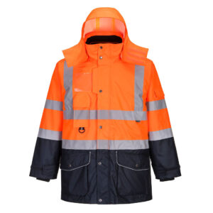 Portwest Narancs/Navy Hi-Vis 7 az 1-ben kontraszt Traffic kabát S426ONR