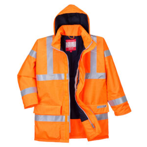 Portwest Narancs Bizflame Rain Hi-Vis antisztatikus FR kabát S778ORR