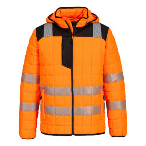 Portwest Narancs/Fekete PW3 Hi-Vis Square Baffle dzseki T165OBR
