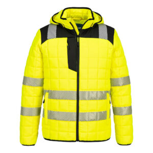 Portwest Sárga/Fekete PW3 Hi-Vis Square Baffle dzseki T165YBR
