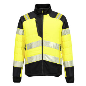 Portwest Sárga/Fekete PW3 Hi-Vis Hybrid Baffle kabát T170YBR