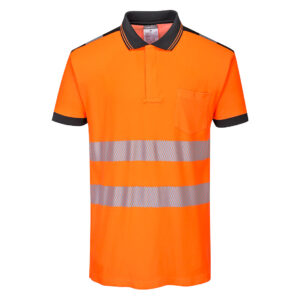 Portwest Narancs/Fekete PW3 Hi-Vis pólóing S/S T180OBR