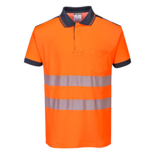 Portwest Narancs/Navy PW3 Hi-Vis pólóing S/S T180ONR