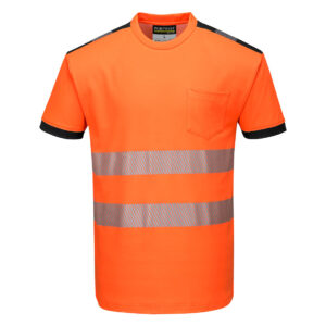 Portwest Narancs/Fekete PW3 Hi-Vis póló S/S T181OBR