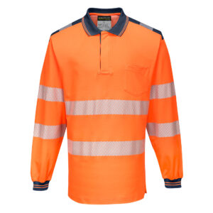 Portwest Narancs/Navy PW3 Hi-Vis hosszú ujjú pólóing T184ONR